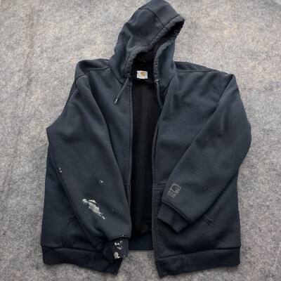 Carhart Distressed Hoodie Pullover Original Fit Adult Large Black Rain Defender