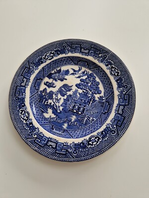 Vintage Beilagenteller blau-weiß Weidenmuster 17,5 cm