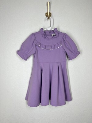 Janie And Jack Toddler Girl Pixie Purple The Plaza Ruffle Dress Size 4