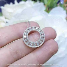 1.40Ct Round Cut VVS1 Diamond Circle Pendant 14K White Gold Finish 18"Free Chain