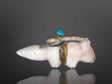 Native American 1970’s Zuni Carved Stone Wolf Fetish By Edna Leki (d.)