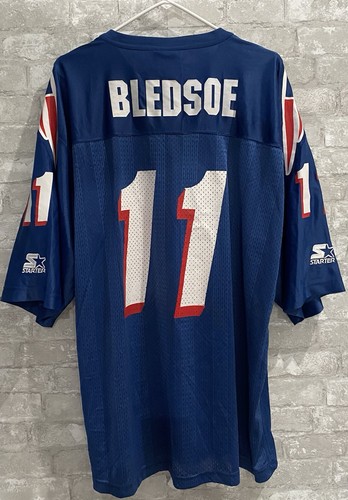 New England Patriots Vintage Starter Drew Bledsoe Stripe Jersey Men’s Size 52/XL - Picture 7 of 7