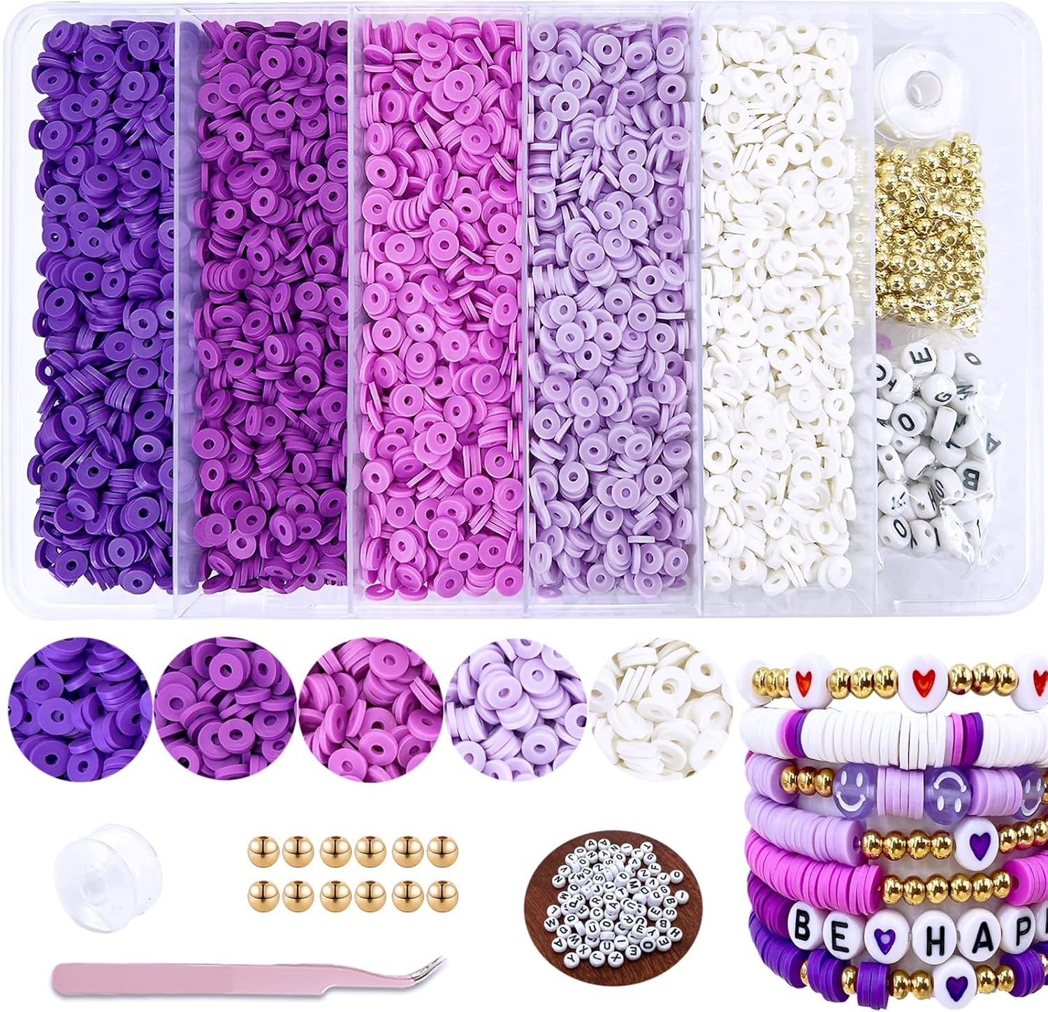 Purple Clay Heishi Beads for Women's Stackable Bracelets