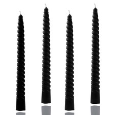 10 Inch Black Spiral Taper Candles Set Of 4 Pack Twisted Candlesticks Dinner