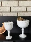 Vintage Indiana Glass Teardrop Milk Glass Pedestal Compote Discontinued USA