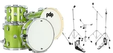 PDP New Yorker 4-piece Shell Pack and Hardware Bundle - Electric Green Sparkle