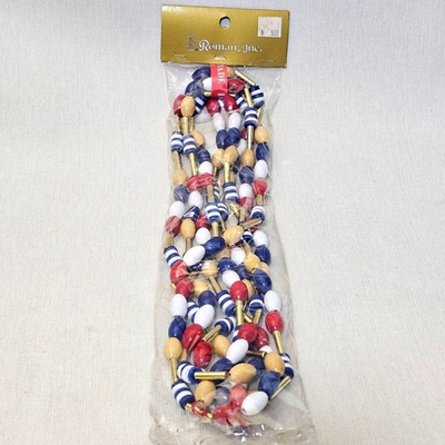 #ad Ocean Bouy Xmas Garland VTG 9 Ft Nautical Wooden Bead NEW Old Stock Roman Inc. $15.95
