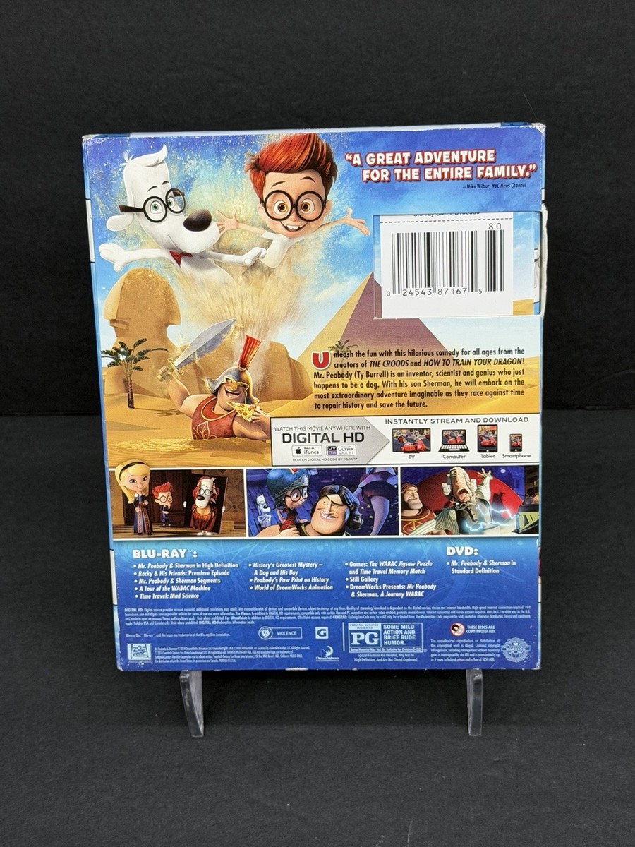 Mr. Peabody Sherman (Blu ray, DVD, 2014, 2-Disc Set, w/ Slipcover