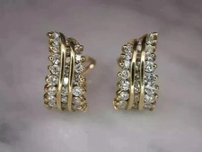 2 CT Round Cut Lab Created Women Huggie Hoop Earrings 14K Yellow Gold Plated