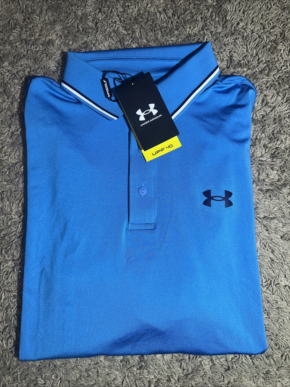 NEW Men's Under Armour Playoff 3.0 Ribbed Polo Blue Size Large MSRP $70
