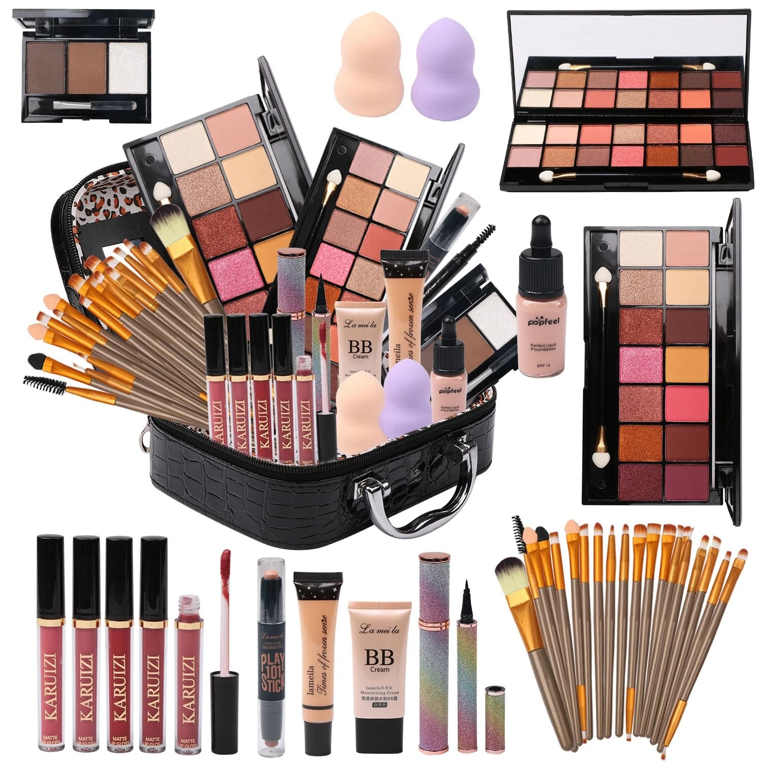 MTDXILTAI All in One Makeup Kit for storage bag 2X14 Colors Black
