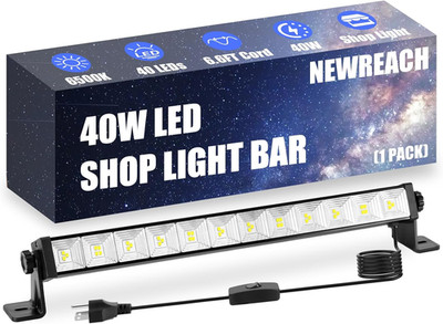 40W Super Bright LED Work Light - 4800LM 6500K Cool White, 6.6Ft Extra Long Cord