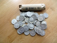 Roll of 50 Silver Roosevelt Dimes $5 Face Value - Mixed Dates