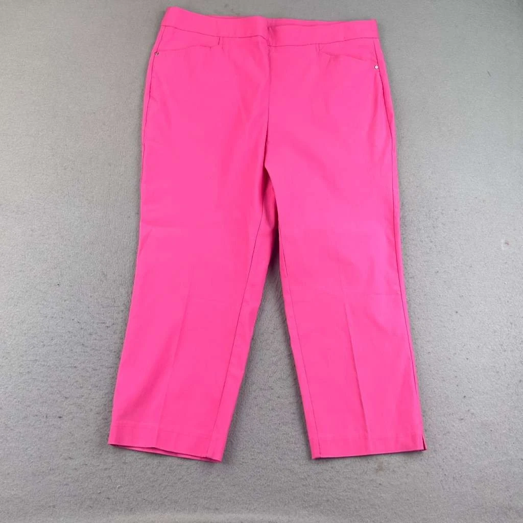 Rafaella Pants Womens 16 Pink Stretch Twill Flat Front Capris