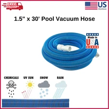 1-1/2 in x 30 ft Heavy Duty In-Ground Pool Vacuum Hose with Swivel Cuff