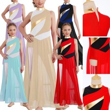 Kids Girls Leotard Ballet Dancewear Dance Dress Overlay Sleeveless Training