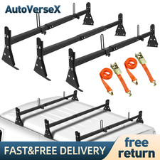 For Chevy Express 25003500 1996-up Steel Black Cargo Van Roof Ladder Rack 3 Bar
