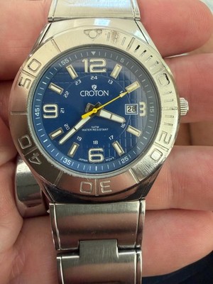 Croton Sport Diver Quartz Blue Dial Steel Bracelet Date Watch CA Series