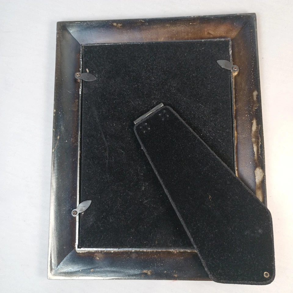 Bevelled Tabletop Frame Mother Of Pearl White Shell Faux Jewels Pewter 5x6 3/4” - Image 2 of 4