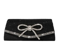 Sparkly Bow Evening Clutch   Black Rhinestone Purse for Women, Wedding  Prom