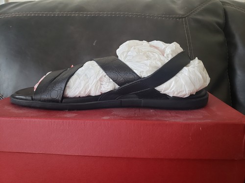 RARE SALVATORE FERRAGAMO Sandals Gancini Black Leather Slings Men 8 UK/9 US $990 - Picture 3 of 23