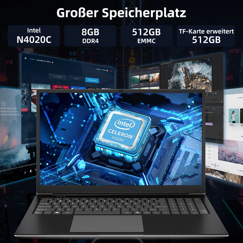 SGIN Multimedia Notebook 17,3 Zoll | Intel 4020 | 8GB Ram | 512GB SSD | Win11 - Bild 4 von 4