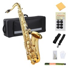 Alto Sax Beginner Kit Eb Gold Lacquer w/ Case, Stand, Mouthpiece, Reeds, Strap