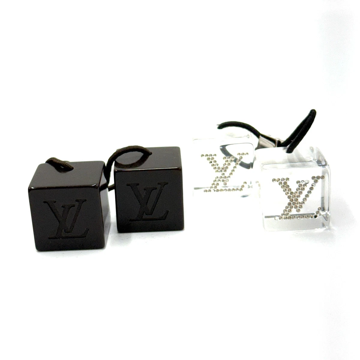 LOUIS VUITTON Hair Tie plastic Silver Black Clear Cube Sets  display picture 2