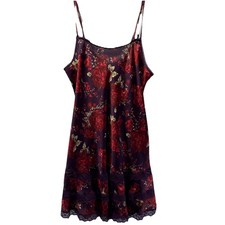 Free People Intimately Slip Mini Dress Sz Medium Strappy Floral Red Purple Lace