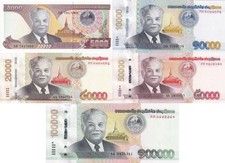 Laos 5000 10000 20000 50000 100000 Kip 2020 2022 P 41A 41B - 42A UNC Set 5 p