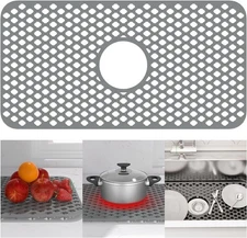 TOOVEM 24.8"x13" Kitchen Silicone Sink Mats Non-Slip Drainboard High Temperature