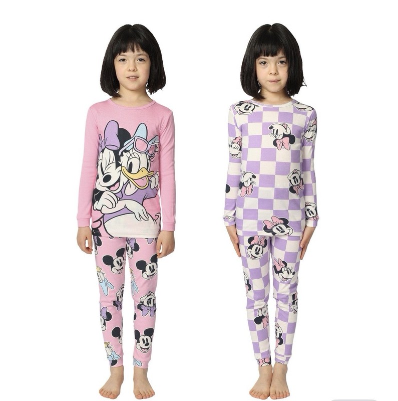 Disney Minnie Kids 4 Piece Pajama Set 100% Cotton Size 5 NEW