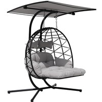 Hanging Egg Chair With Stand Swing Chair Foldable with Cushion Outdoor/ Indoor