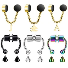6pcs Magnetic Septum Nose Ring Fake Nose rings Non-Piercing Surgical Steel