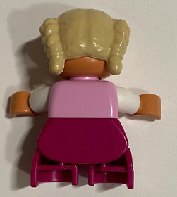 LEGO Duplo Figure Child Girl Tan Hair with Braids & Pink Shirt from set 10587