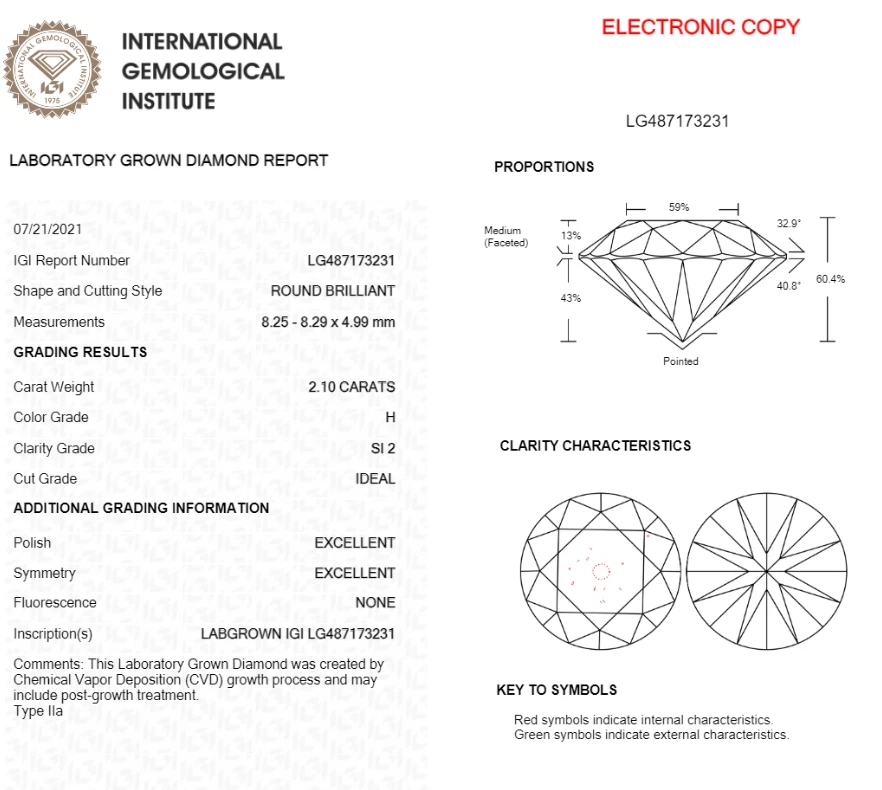 2.10 CT Round Lab Grown Diamond For Engagement Ring-IGI Certified - Image 2 of 2