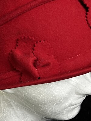 VTG Lady Rachel 100% LanaWool Womens Red Cloche Hat NEW With  display picture 2
