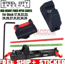 Steel City Arsenal MID Height Fiber Optic Sights Co-Witness fr GL0CK 17 19 22 26