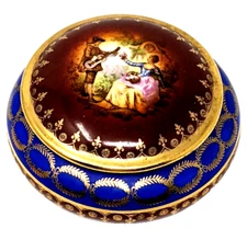 Vintage WR Wilhelm Rittirsch Dresden Porcelain Trinket Box Renaissance Burgundy