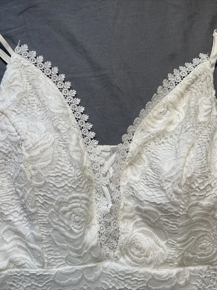 Vestido de Verano Papaya Blanco Crochet Encaje Tejido Floral Brodie Cambio Bodycon M Foto 4 de 4