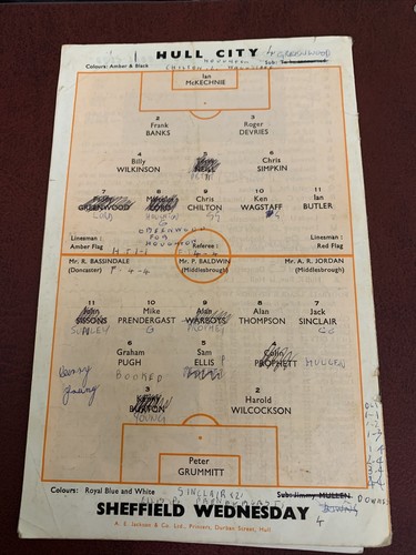 1970 Hull City V Sheffield Wednesday Soccer/football Programme - Picture 3 of 3