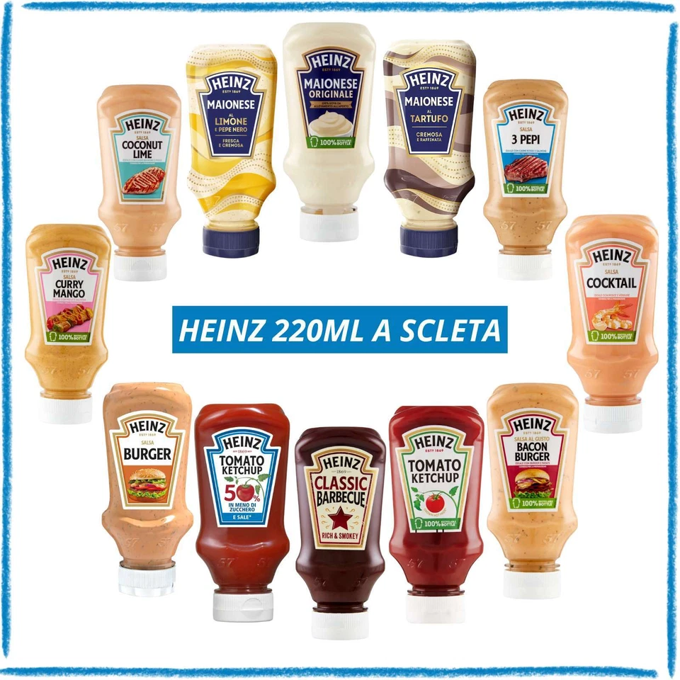 Heinz Salse Squeeze 220ml Ketchup Maionese Salsa Burger Tartufo Limone Cocktail