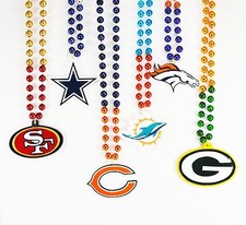 NFL Football Team Bead Necklace With Medallion Logo - Pick Your Team