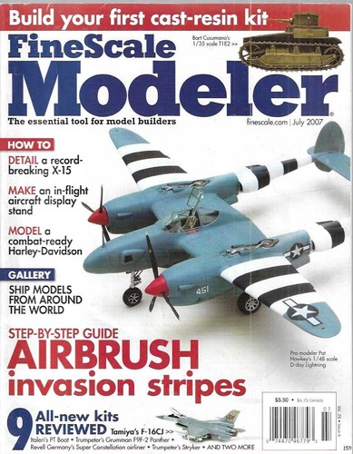 Fine Scale Modeler July 2007 X-15 T1E2 Tank,Harley Davidson Lockheed Lightning - 第 1/12 張圖片