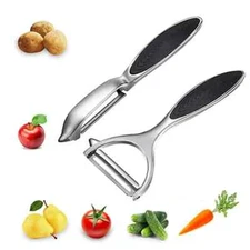 2 Stainless Steel Vegetable Fruit Peeler Set-Non-Slip Safe Handle Potato Peeler