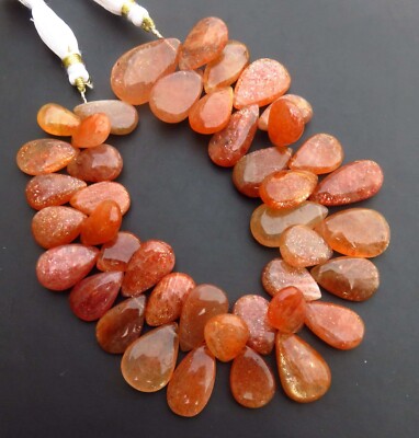 Natürliche Sunstone Glatte Tropfenperlen Orange 14-24mm 9''Strang GV-4314