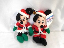 Disney's Mickey Minnie Mouse Plush Christmas Beanie Dolls Vintage Retired