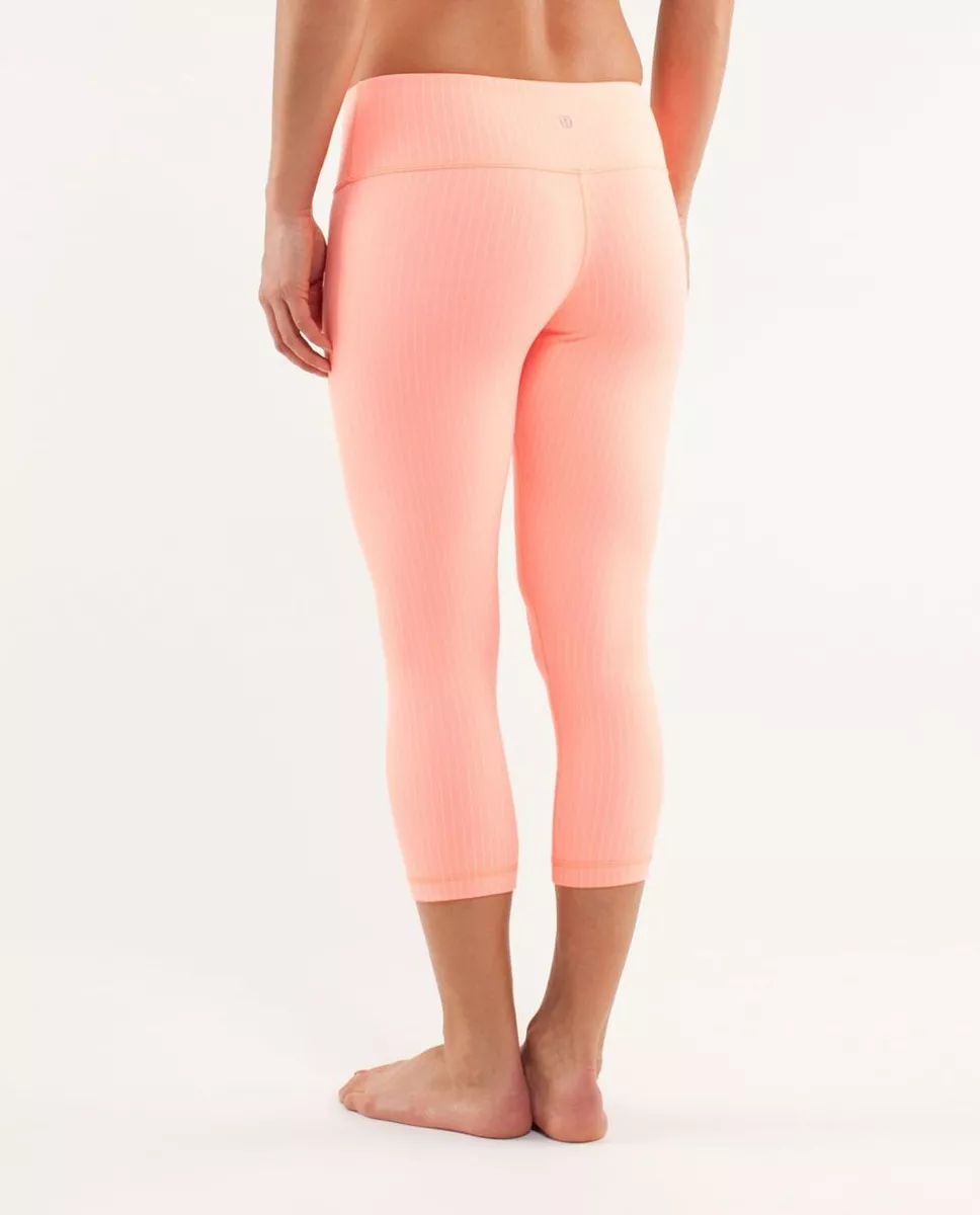 Lululemon Wunder Under Crop Pop Orange Pinstripe size 6 NWT Luon Yoga  Legging