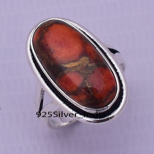 Orange Kupfer Türkis Edelstein 925 Sterling Silber Handgemacht Ring Alle Größen - Bild 4 von 6