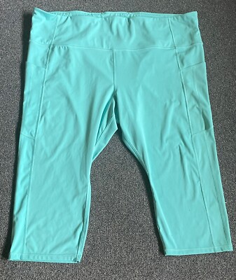 Athleta Ultimate Stash II Capri Leggings Sz 3X Robin Egg Blue Pockets Gym Yoga